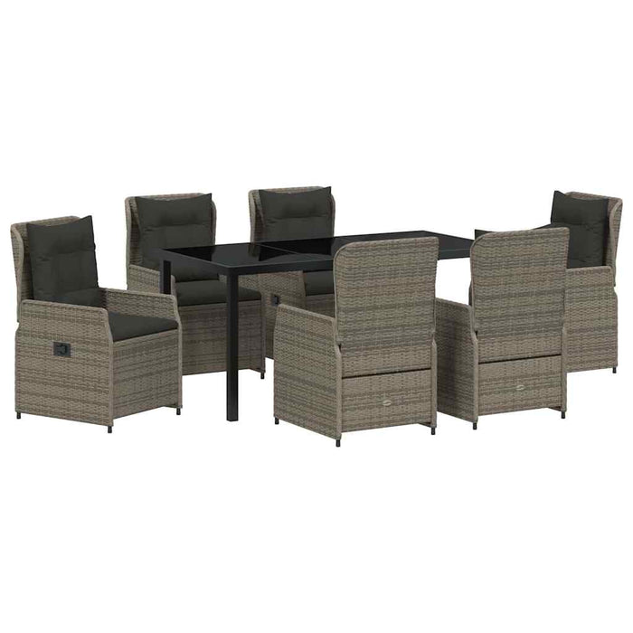 Set de masă pentru grădină 7 pcs Gri poliratan - WALTI WALTI