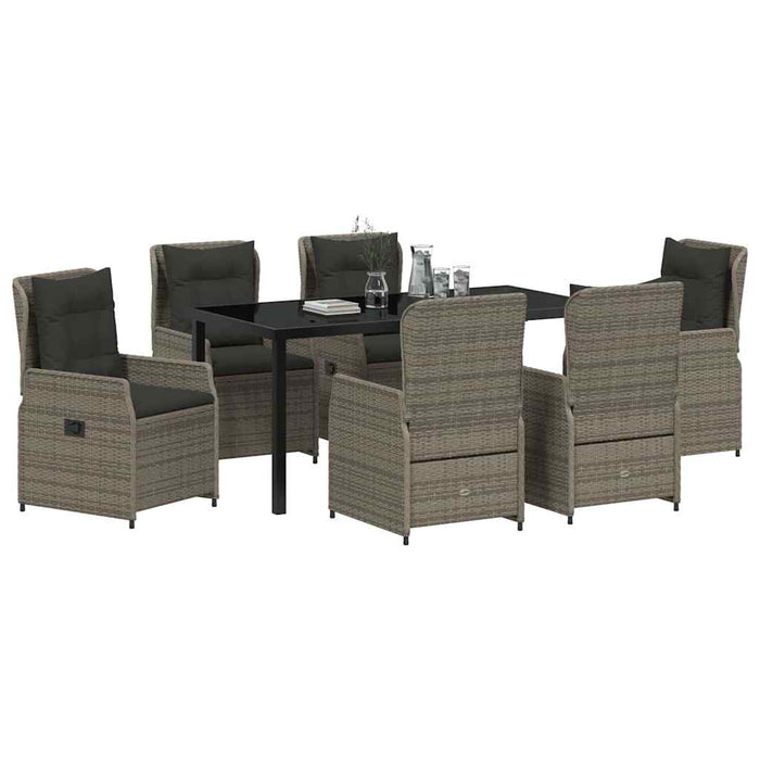 Set de masă pentru grădină 7 pcs Gri poliratan - WALTI WALTI