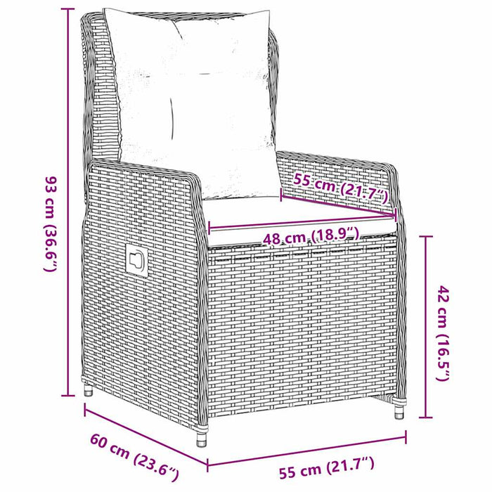 Set de masă pentru grădină 7 pcs Gri poliratan - WALTI WALTI