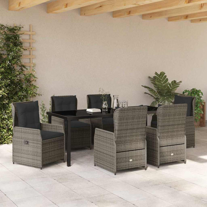 Set de masă pentru grădină 7 pcs Gri poliratan - WALTI WALTI