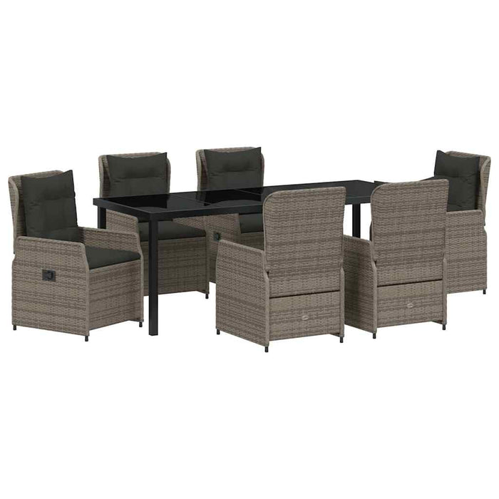 Set de masă pentru grădină 7 pcs Gri poliratan - WALTI WALTI