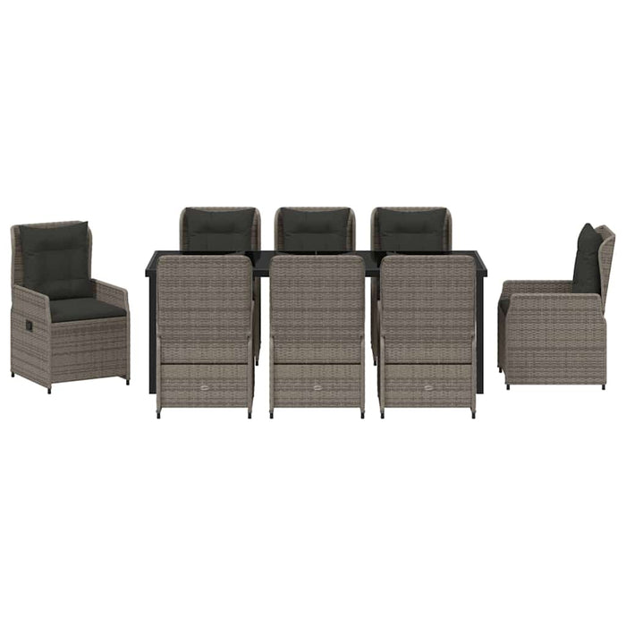 Set de masă pentru grădină 9 pcs Gri poliratan - WALTI WALTI