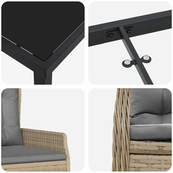 Set de masă pentru grădină 7 pcs Beige și gri deschis poliratan - WALTI WALTI