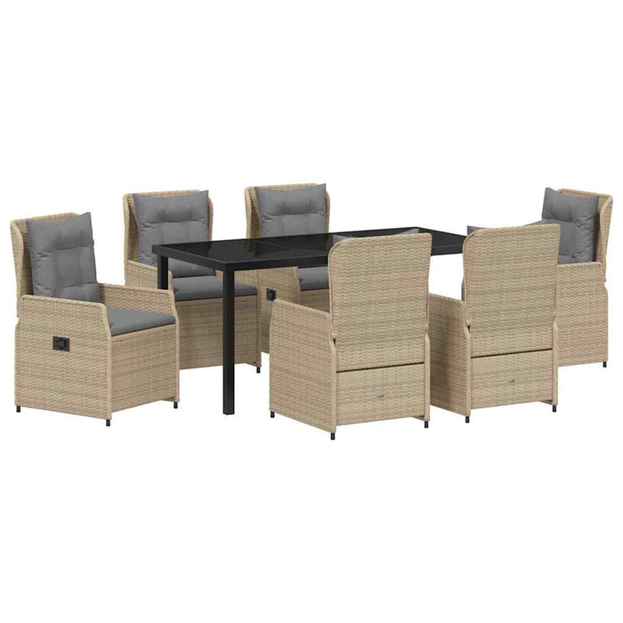 Set de masă pentru grădină 7 pcs Beige și gri deschis poliratan - WALTI WALTI