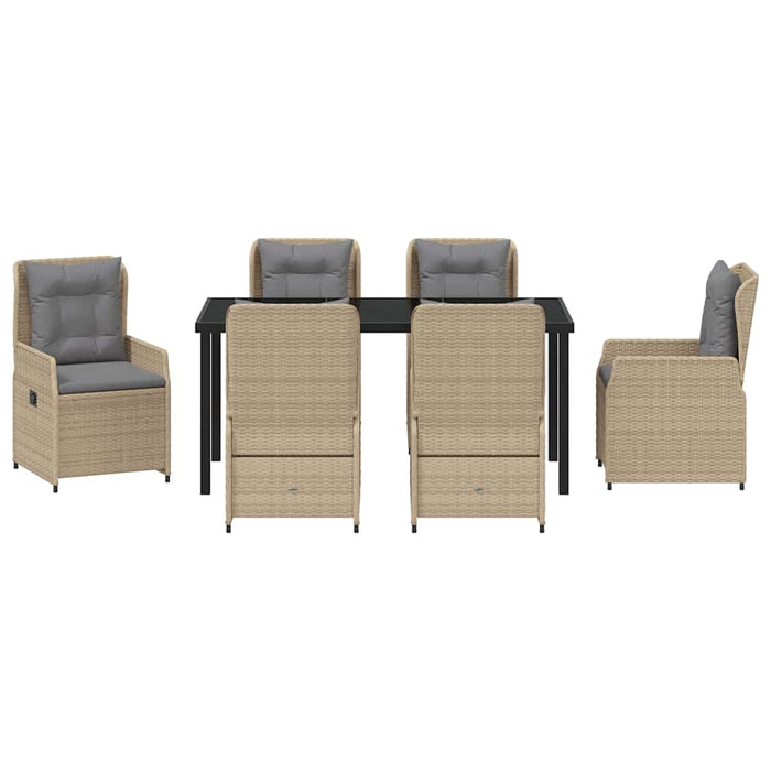 Set de masă pentru grădină 7 pcs Beige și gri deschis poliratan - WALTI WALTI