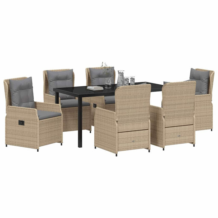 Set de masă pentru grădină 7 pcs Beige și gri deschis poliratan - WALTI WALTI