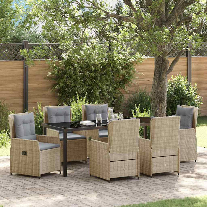 Set de masă pentru grădină 7 pcs Beige și gri deschis poliratan - WALTI WALTI