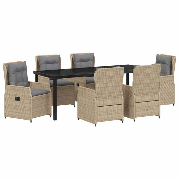 Set de masă pentru grădină 7 pcs Beige și gri deschis poliratan - WALTI WALTI