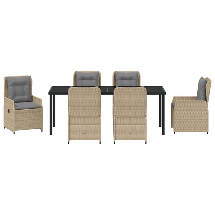 Set de masă pentru grădină 7 pcs Beige și gri deschis poliratan - WALTI WALTI