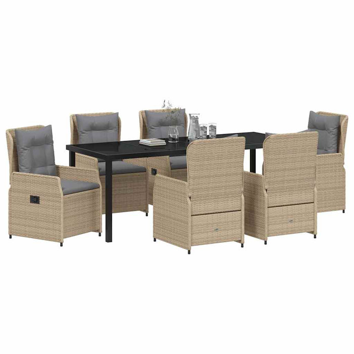 Set de masă pentru grădină 7 pcs Beige și gri deschis poliratan - WALTI WALTI
