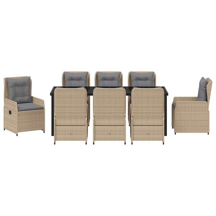 Set de masă pentru grădină 9 pcs Beige și gri deschis poliratan - WALTI WALTI