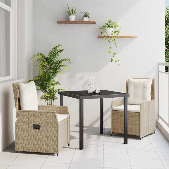 Set Masa Grădină 3 Piese Bej din Rattan Plastic - WALTI WALTI