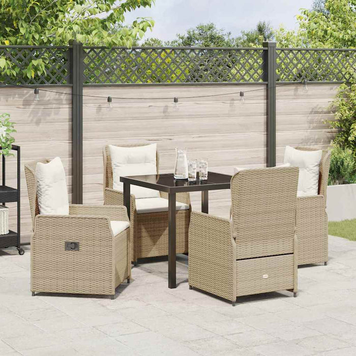 Set de dining pentru grădină , 5 piese, Bej, din ratan sintetic - WALTI WALTI