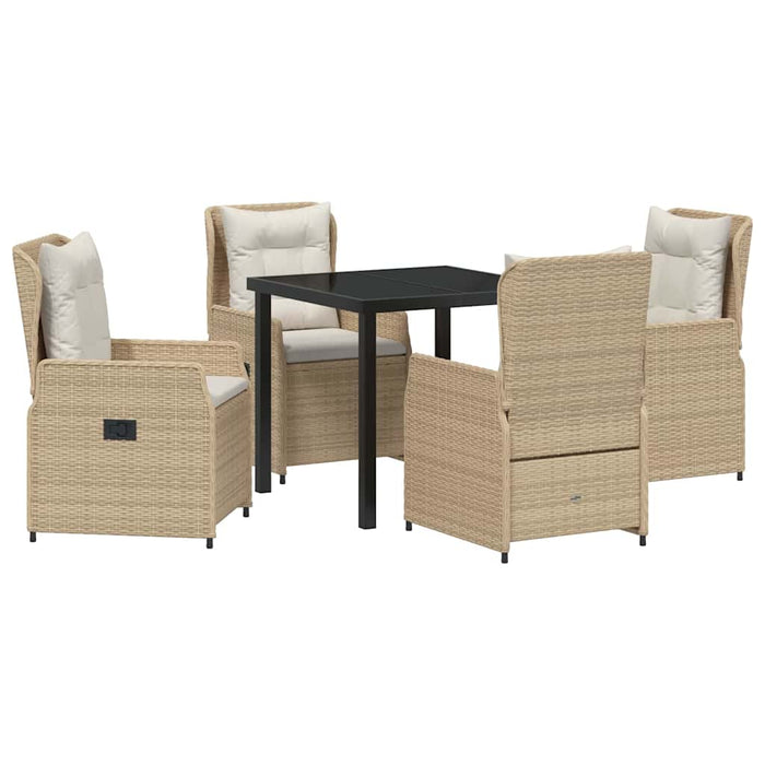 Set de dining pentru grădină , 5 piese, Bej, din ratan sintetic - WALTI WALTI