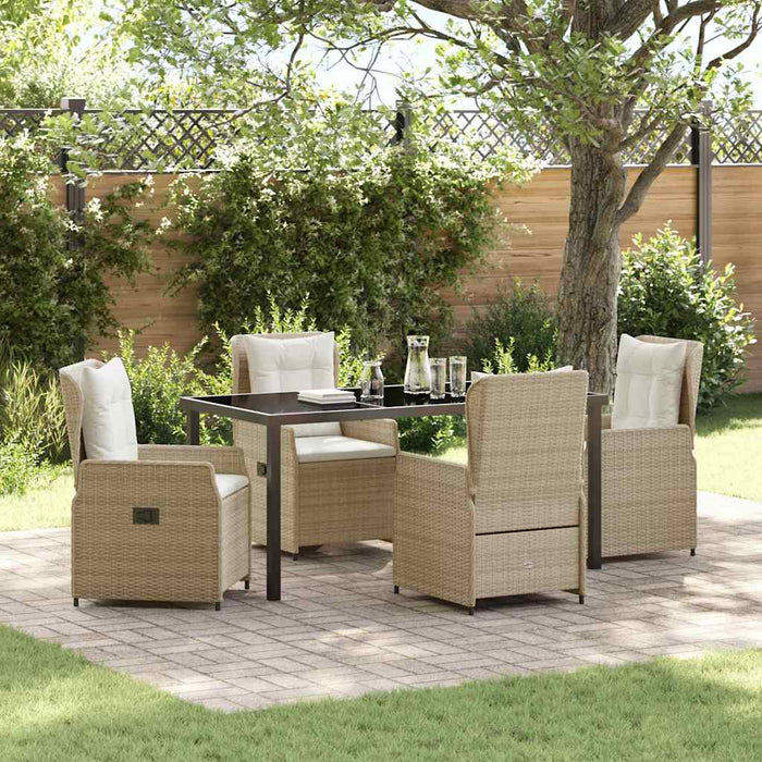 Set de masă pentru grădină 5 pcs Beige și gri deschis poliratan - WALTI WALTI