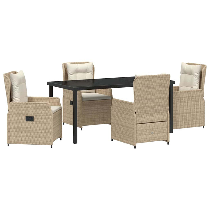 Set de masă pentru grădină 5 pcs Beige și gri deschis poliratan - WALTI WALTI