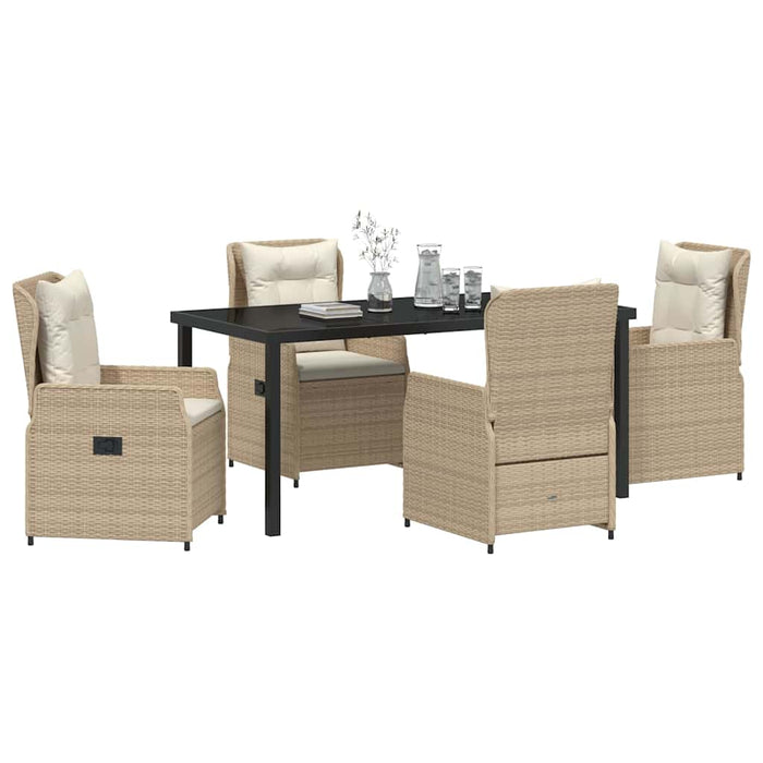 Set de masă pentru grădină 5 pcs Beige și gri deschis poliratan - WALTI WALTI
