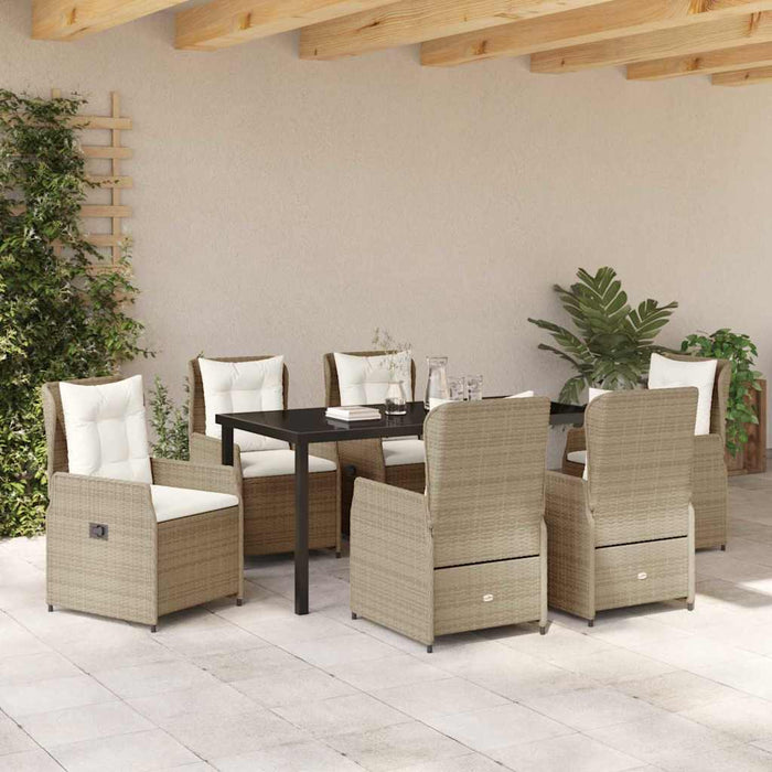 Set de masă pentru grădină 7 pcs Beige și gri deschis poliratan - WALTI WALTI