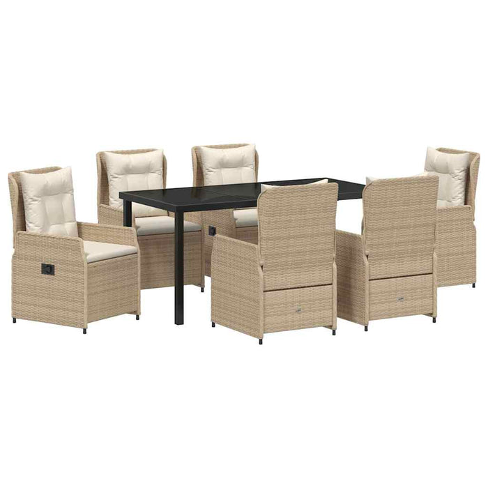 Set de masă pentru grădină 7 pcs Beige și gri deschis poliratan - WALTI WALTI