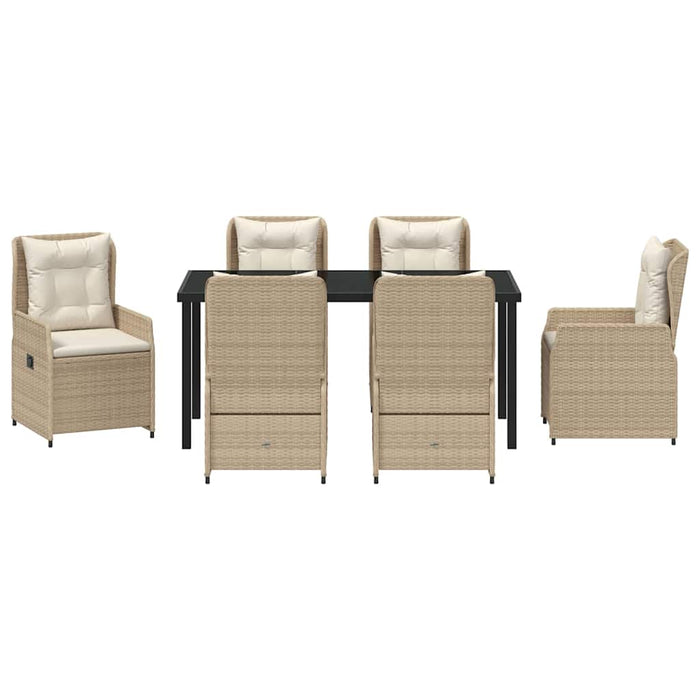 Set de masă pentru grădină 7 pcs Beige și gri deschis poliratan - WALTI WALTI