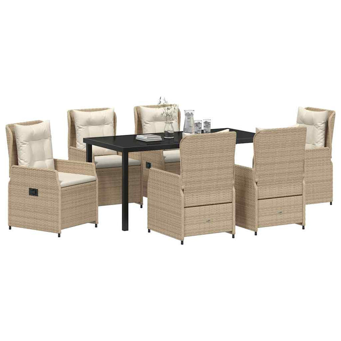 Set de masă pentru grădină 7 pcs Beige și gri deschis poliratan - WALTI WALTI