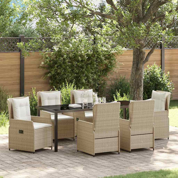 Set de masă pentru grădină 7 pcs Beige și gri deschis poliratan - WALTI WALTI