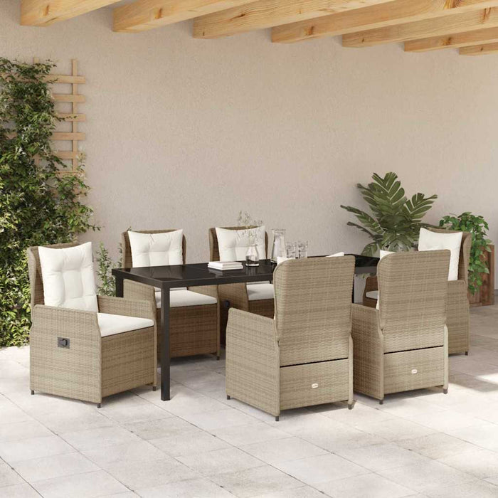 Set de masă pentru grădină 7 pcs Beige și gri deschis poliratan - WALTI WALTI