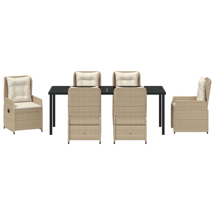 Set de masă pentru grădină 7 pcs Beige și gri deschis poliratan - WALTI WALTI