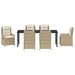 Set de masă pentru grădină 7 pcs Beige și gri deschis poliratan - WALTI WALTI