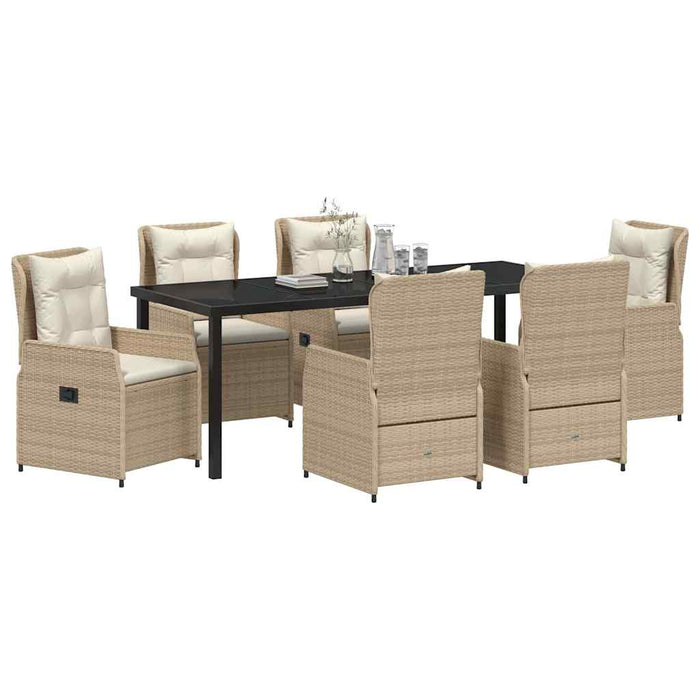 Set de masă pentru grădină 7 pcs Beige și gri deschis poliratan - WALTI WALTI