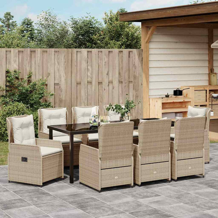 Set de masă pentru grădină 9 pcs Beige și gri deschis poliratan - WALTI WALTI