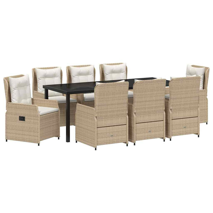 Set de masă pentru grădină 9 pcs Beige și gri deschis poliratan - WALTI WALTI