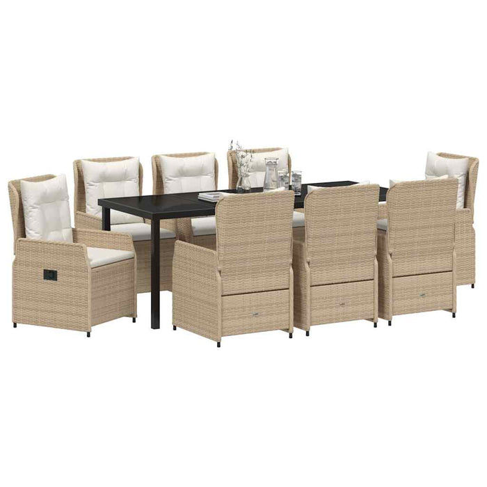 Set de masă pentru grădină 9 pcs Beige și gri deschis poliratan - WALTI WALTI