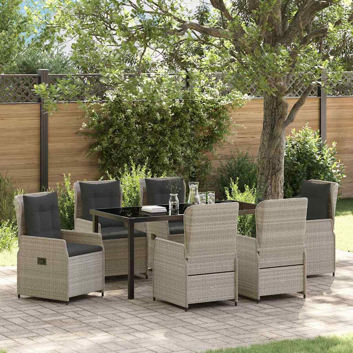 Set de masă pentru grădină 7 pcs Gri deschis poliratan - WALTI WALTI