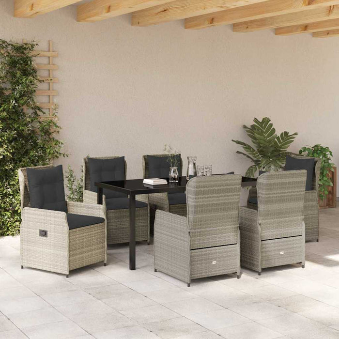 Set de masă pentru grădină 7 pcs Gri deschis poliratan - WALTI WALTI