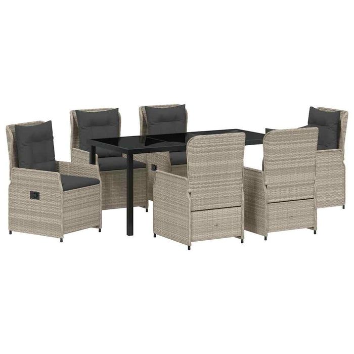 Set de masă pentru grădină 7 pcs Gri deschis poliratan - WALTI WALTI