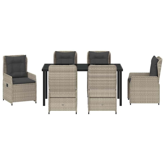 Set de masă pentru grădină 7 pcs Gri deschis poliratan - WALTI WALTI