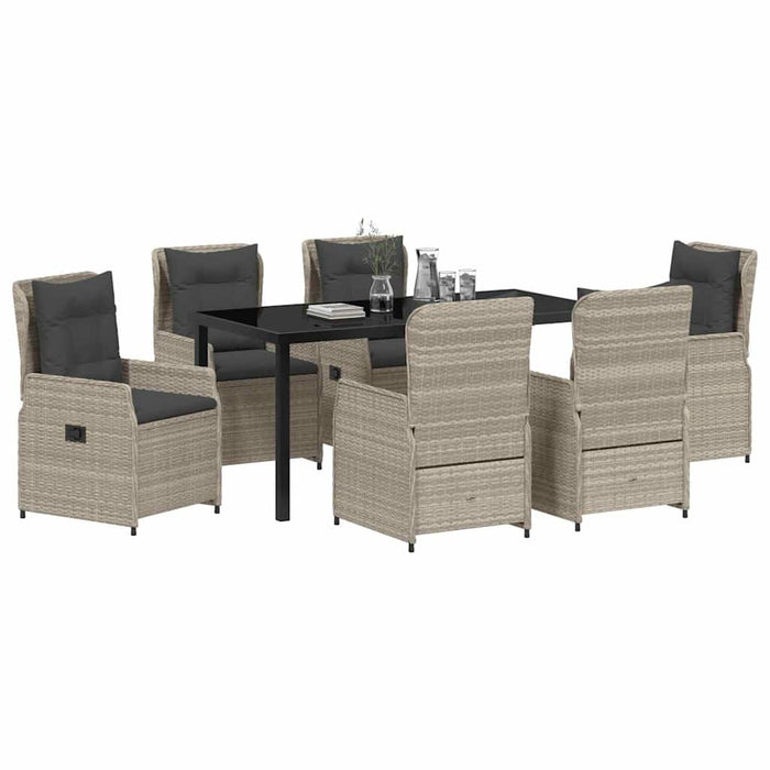 Set de masă pentru grădină 7 pcs Gri deschis poliratan - WALTI WALTI