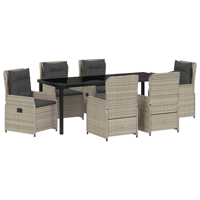 Set de masă pentru grădină 7 pcs Gri deschis poliratan - WALTI WALTI