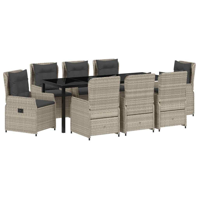 Set de masă pentru grădină 9 pcs Gri deschis poliratan - WALTI WALTI