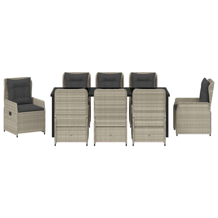 Set de masă pentru grădină 9 pcs Gri deschis poliratan - WALTI WALTI