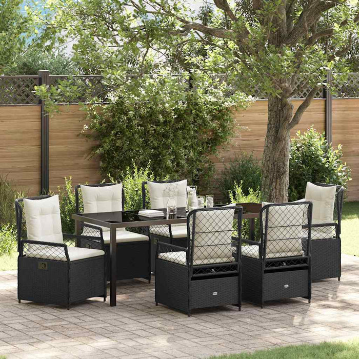 Set de masă pentru grădină 7 pcs Negru poliratan - WALTI WALTI