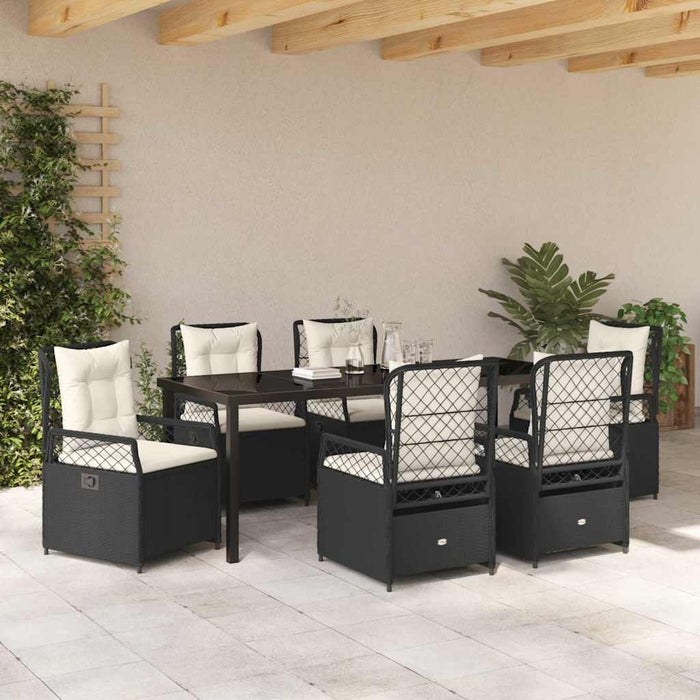 Set de masă pentru grădină 7 pcs Negru poliratan - WALTI WALTI