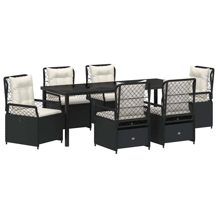 Set de masă pentru grădină 7 pcs Negru poliratan - WALTI WALTI