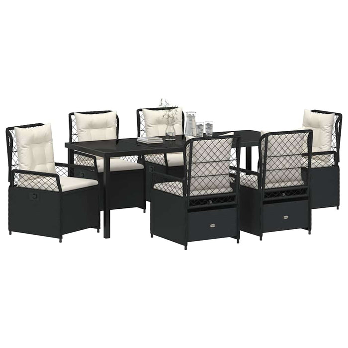 Set de masă pentru grădină 7 pcs Negru poliratan - WALTI WALTI