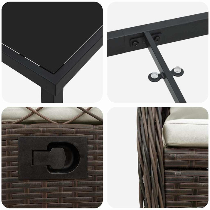 Set de masă pentru grădină 9 pcs Maro poliratan - WALTI WALTI
