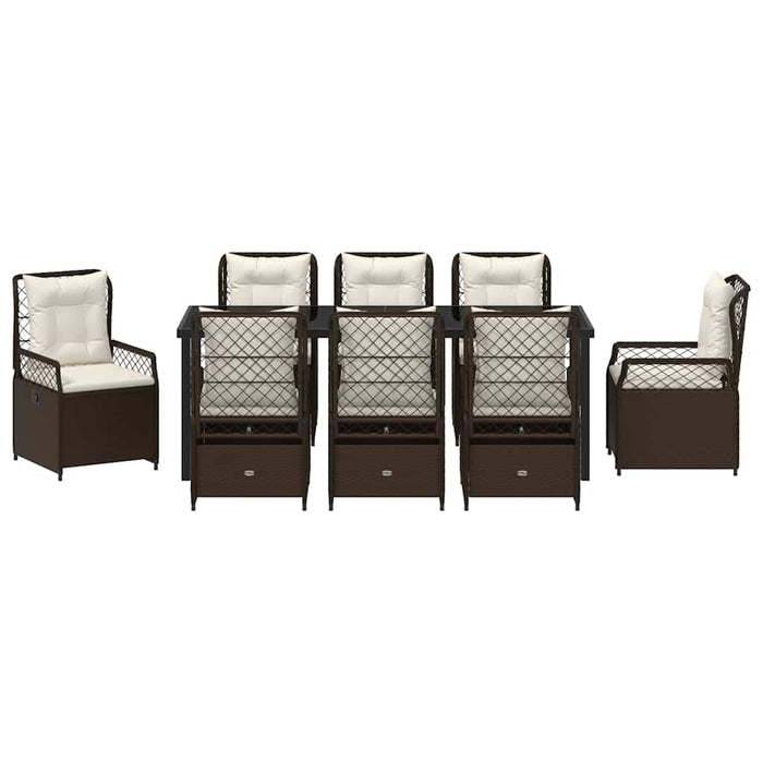 Set de masă pentru grădină 9 pcs Maro poliratan - WALTI WALTI