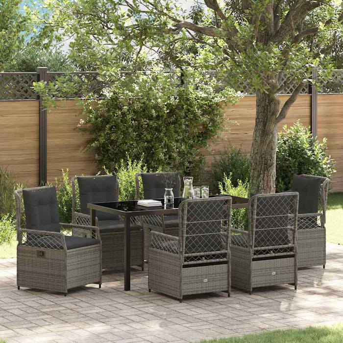 Set de masă pentru grădină 7 pcs Gri poliratan - WALTI WALTI