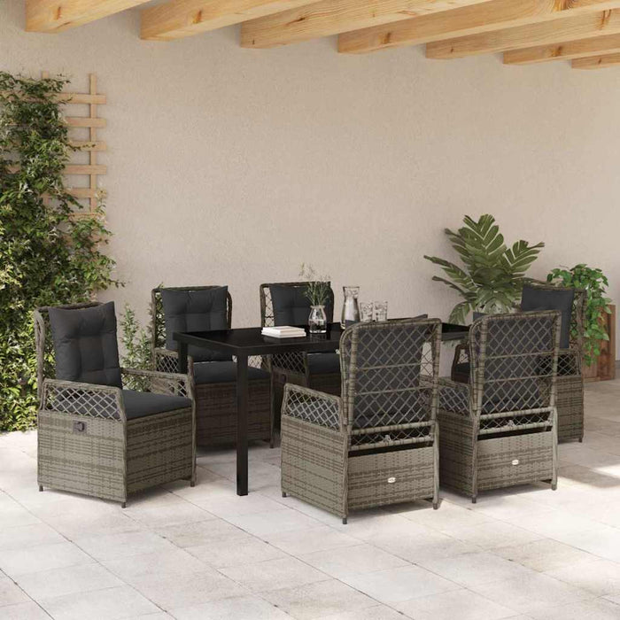 Set de masă pentru grădină 7 pcs Gri poliratan - WALTI WALTI