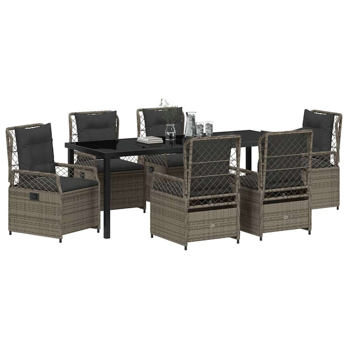 Set de masă pentru grădină 7 pcs Gri poliratan - WALTI WALTI